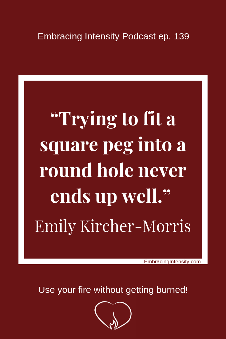 Trying to fit a square peg into a round hole never ends up well. ~ Emily Kircher-Morris